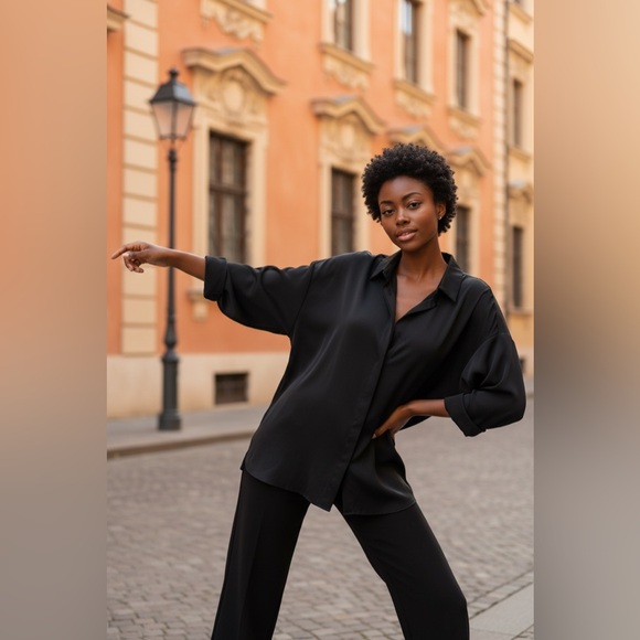 Zara Classic Black Collared Shirt brand new with tag - Picture 4 of 4